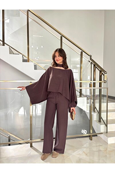 manana fashion Lyocell Scarf Blouse and Pants Set