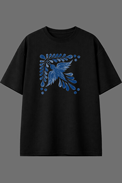 VSRN Μπλουζάκι με σχέδιο Blue Bird, με προεκτυπωμένο σχέδιο μπροστά, μαύρο, o...