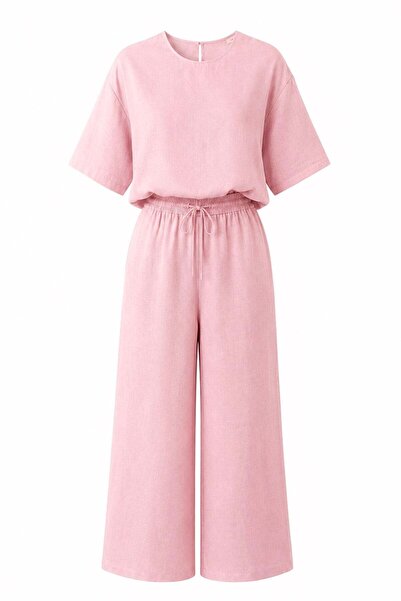 elif teke Half Sleeve Comfortable Linen Suit Pink