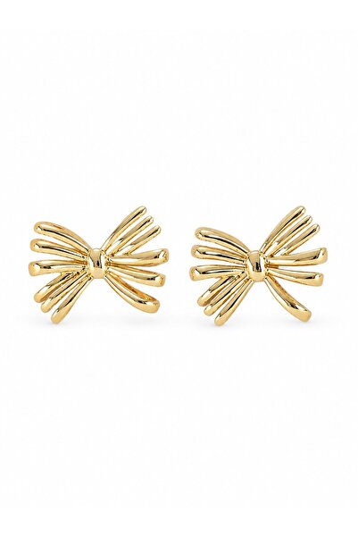 serelya Brass Gold Color Bow Earrings