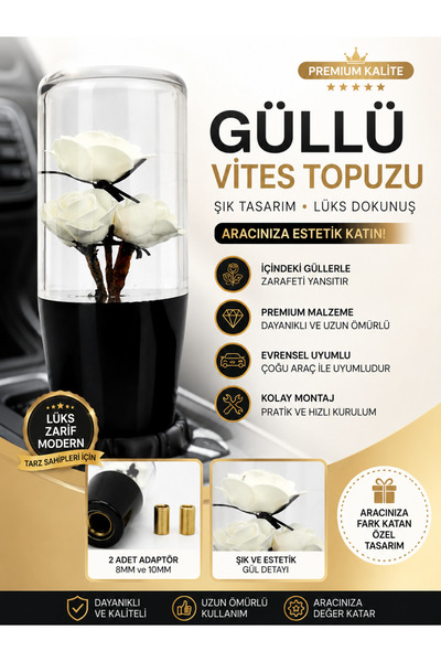 İyem Beyaz Güllü Vites Topuzu