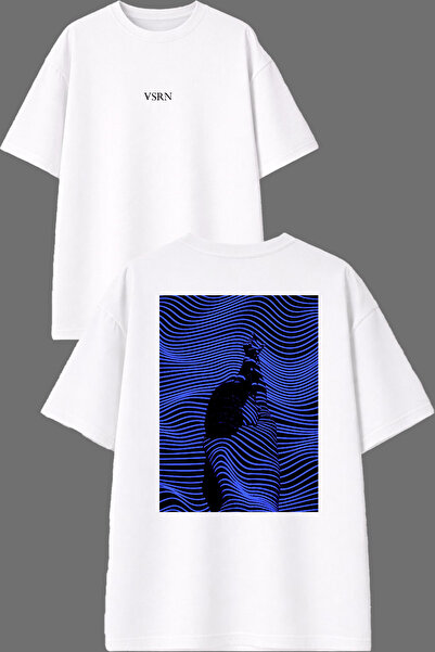 VSRN Reclining Woman Design Back Printed White Oversize T-Shirt