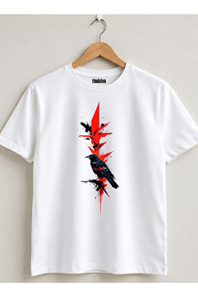 TİMİSİVA Unisex Oversize Wolf Turkish Flag Printed Crew Neck Short Sleeve Bla...