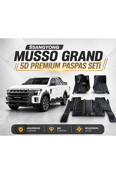 B-Garaj Yeni Musso Grand – 5D – Premium Pvc Deri Havuzlu Paspas