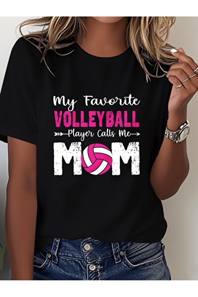 135 تي شيرت VOLLEYBALL MOM مطبوع عليه كرة الطائرة، قميص كاجوال بأكمام قصيرة و...