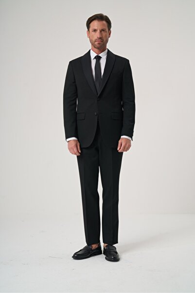 Velvarde Çikma Shawl Collar Groom Suit Black