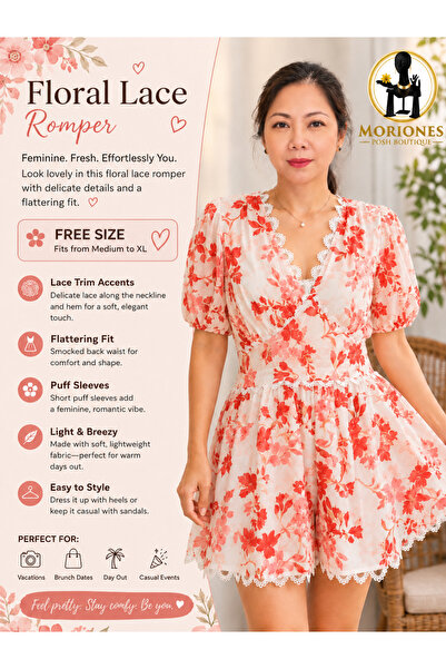 BKKOriginal MORIONES FLORAL LACE ROMPER