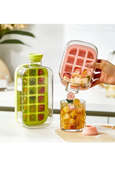 mucit home 1000 ML Buz Kalıbı Pipetli Matara Soğuk İçecek Şişesi Buzluklu Suluk