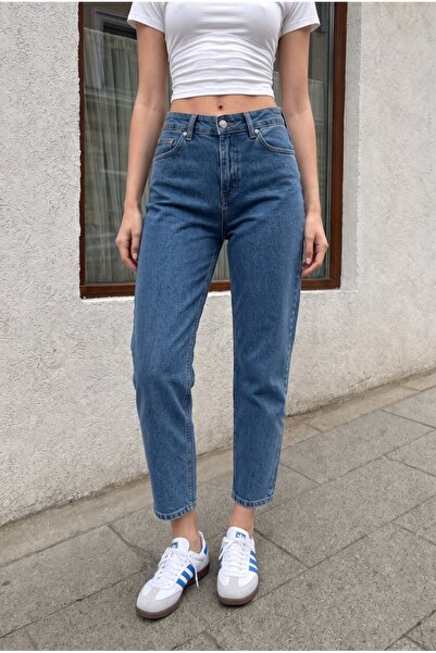 BİKELİFE Women's High Waist Stretch Denim Fabric Mom Fit Jeans