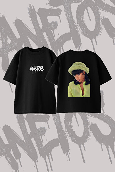 Anetos Megan Thee Stallion_12 Μπλουζάκι με σχέδιο στην πλάτη, βαμβακερό, μαύρ...