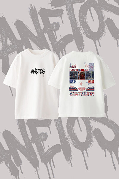Anetos Pinkpantheress Stateside Design Back Printed Cotton White Oversize T-S...