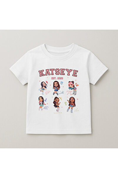 SVART WEAR تي شيرت قطني مطبوع عليه Katseye برقبة دائرية وأكمام قصيرة للأطفال ...
