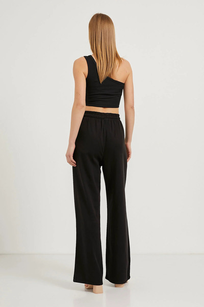 KOCABASLAR Women's Tensel Palazzo Pants with Elastic Waist