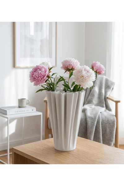 Handmade Nordic Style Curved Vase - 18 cm Decorative Flower Vase - Modern Des...