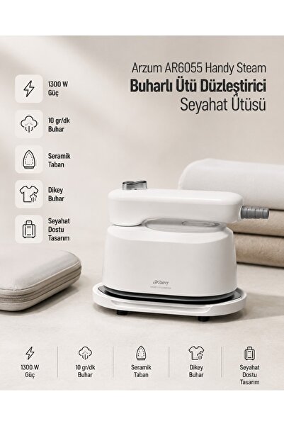 Arzum Handy Steam Buharlı Dikey Ütü ve Seyahat Ütüsü - Beyaz