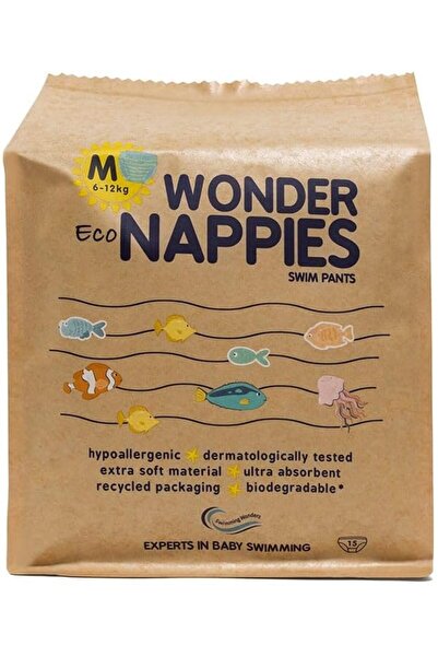 WONDER NAPPIES سراويل سباحة صديقة للبيئة للأطفال، مقاس متوسط، 6-12 كجم، مضادة...