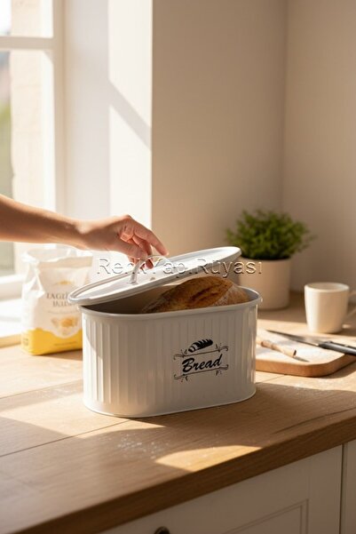 RENK YAPI RÜYASI Metal Stainless Static Painting Stylish Covered Bread Box Wi...