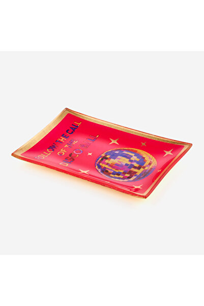 GIFT COMPANY طبق زجاجي وردي اللون على شكل كرة ديسكو للزينة 10×0.8×14.2 سم