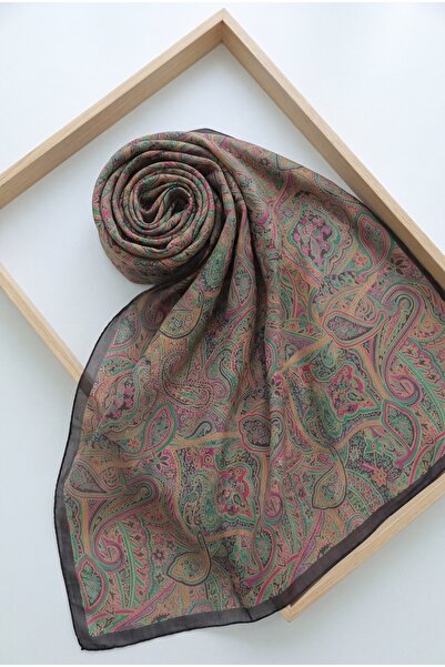 GLOW MUSE Floral Desenli Coton Şal -Yeşil