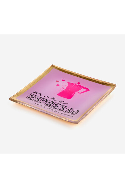 GIFT COMPANY Pembe Cam More Espresso Dekoratif Tabak 10X0,8X10 Cm