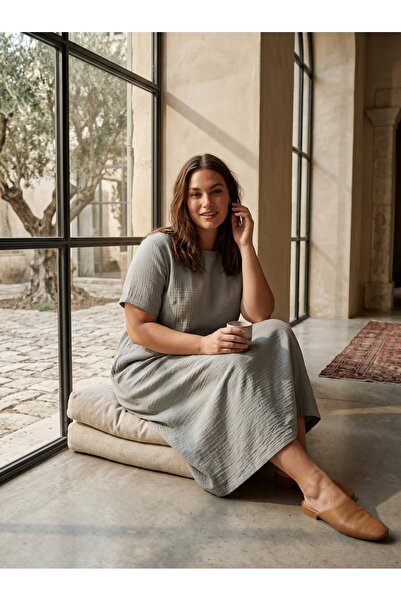 Enhitbaby Udenya Plus Size A-Line Dress |   100% Cotton Double Layer Muslin F...