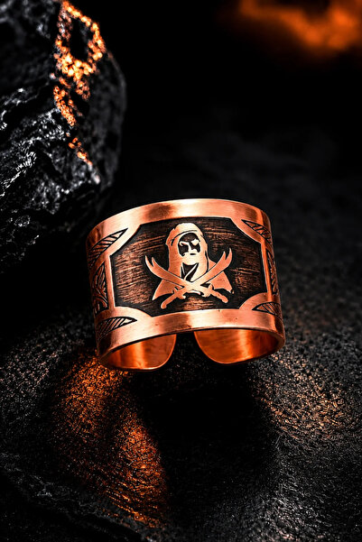 OSMANLI GÜMÜŞ Men's Copper Ring Handmade with Hz Ali Silhouette Motif Adjusta...