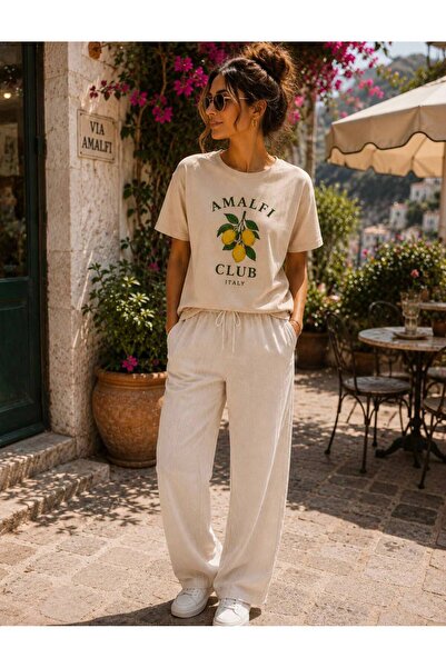 TREND EMMODA تي شيرت نسائي كبير الحجم مطبوع عليه ليمون من Amalfi Clup