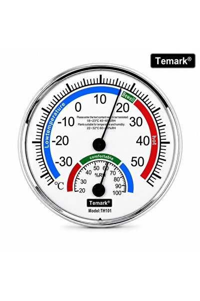 Temark Analog thermometer and hygrometer TH101, -30°C/+50°C, 20%-100% RH, dia...