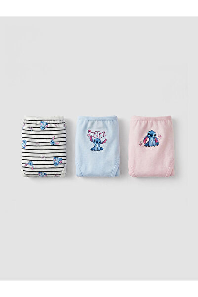 LC Waikiki Stitch Printed Girls' Panties 3-Piece Set