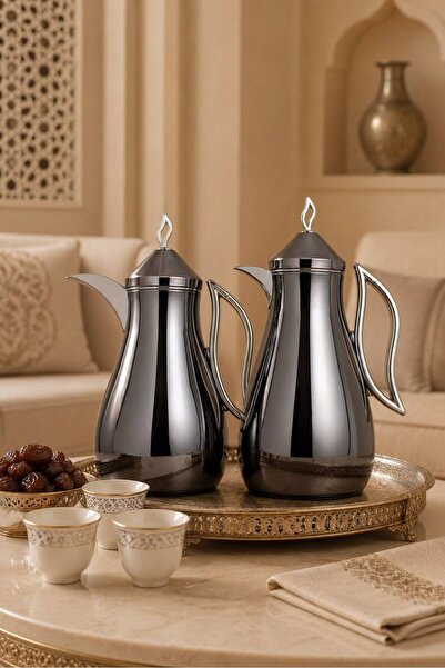 Generic Trams Stainless Steel Set in Dark Gray Color Two Pieces in Two Differ...
