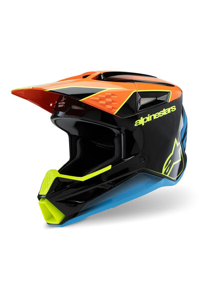 Alpinestars SM3 Fray Off-Road Motosiklet Kaskı Siyah Mavi Oranj