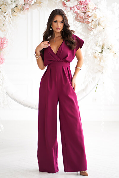 OEM Elegant Women's Bicotone Bordeaux Jumpsuit - Model 289-10