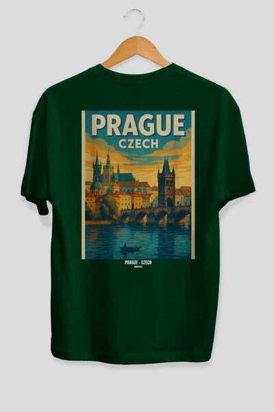 Ankhises Πράγα Τσεχία 2 Πράσινο Oversize Country City T-shirt με στάμπα στην ...