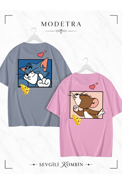 Modetra Women Men Unisex Tom and Jerry Square Back Printed Lover Couple Combi...
