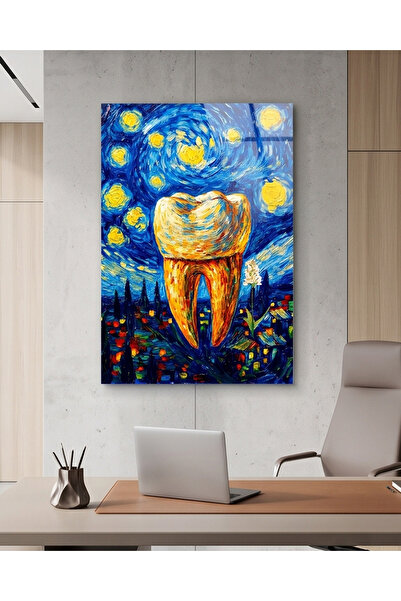 FavloArt Van Gogh Tarzı Diş Temalı Pleksi Tablo | Diş Hekimi Kliniği Dekorasyonu