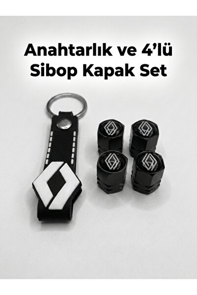 Lazer Store Renault Clio ile Uyumlu Logolu Siyah Alüminyum Sibop Kapağı ve Si...