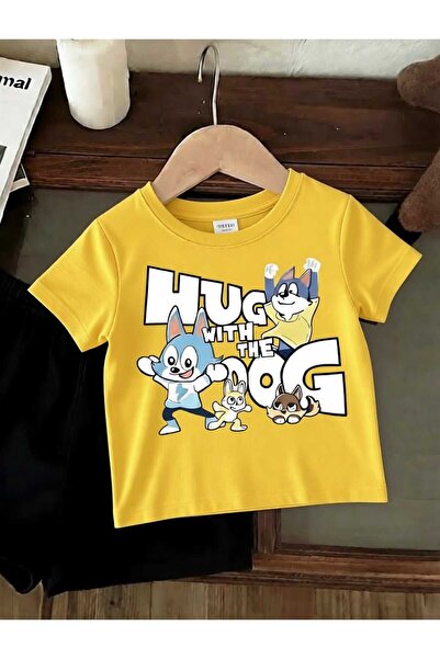 New Shine Παιδικό βαμβακερό μπλουζάκι με στάμπα Hug With The Dog