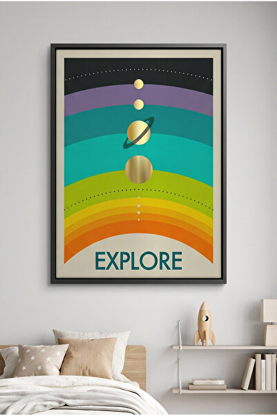 Jasmine Art Retro Minimalist Space Kids Wall Art | Portrait Framed Canvas Pri...