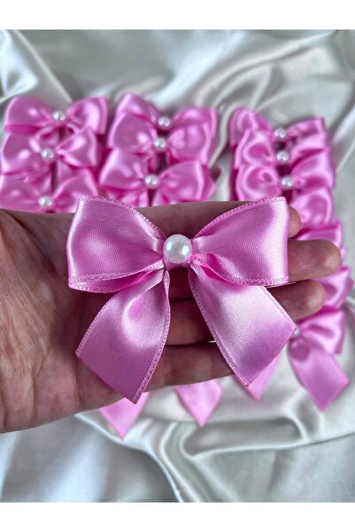 EvremStore 20 Adet 30mm İncili Pembe Kurdele Fiyonk - Bohça, Koli ve Hediye P...