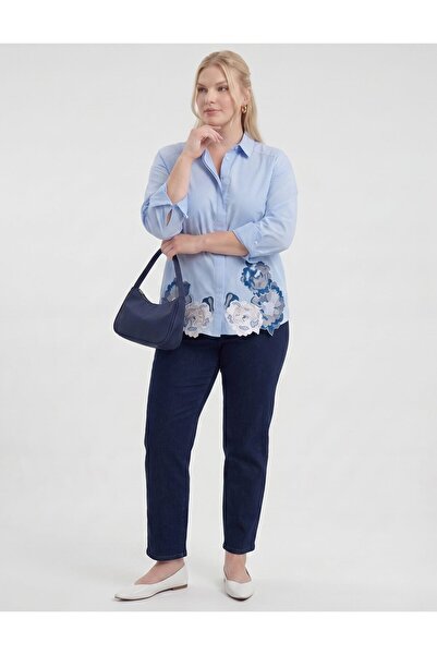 Kayra Appliqued Modal Tunic Light Aviator Blue