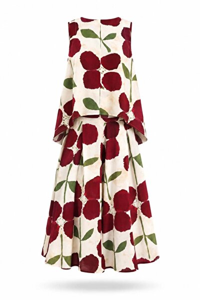 5in1Canpolat Bordo Salaş Bluz Pantolon Takım 0018