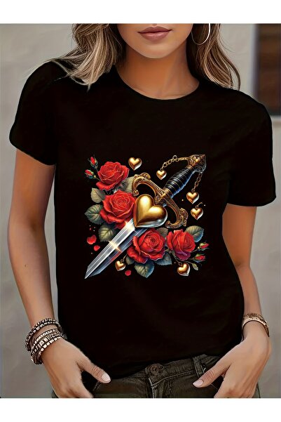 212Wear [تي شيرت بتصميم القراصنة] تي شيرت نسائي بطبعة قراصنة بأكمام قصيرة ويا...