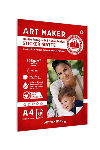 Art Maker Hartie foto autoadeziva Sticker Matte, A4, 108g/mp, 50 coli