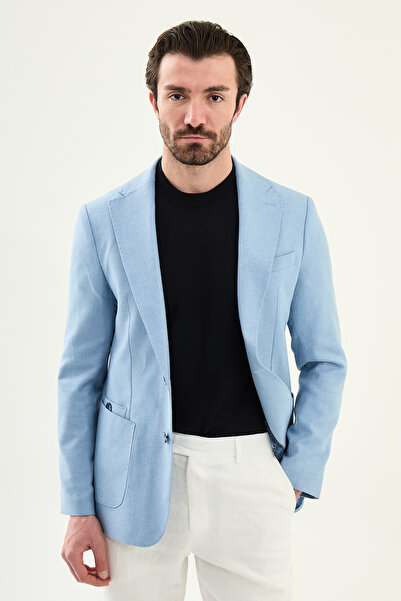 Mcr Gray Slim Fit Wide Mono Collar Pocket Men's Jacket Blue - 41491.26Y