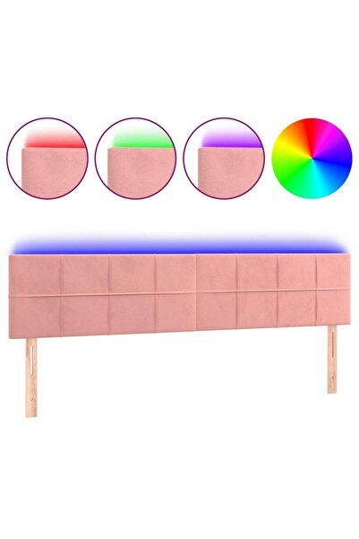 vidaxl Tăblie de pat cu LED, roz, 180x5x78/88 cm, catifea