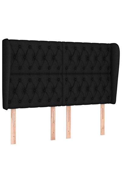 vidaxl Tăblie de pat cu aripioare, negru, 163x23x118/128 cm, textil