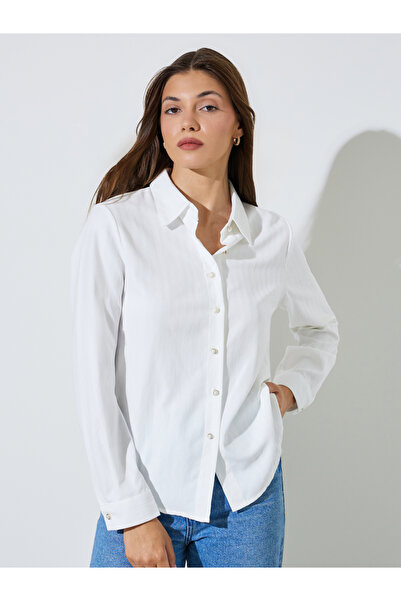 Styli White Solid Regular Fit Casual Shirt