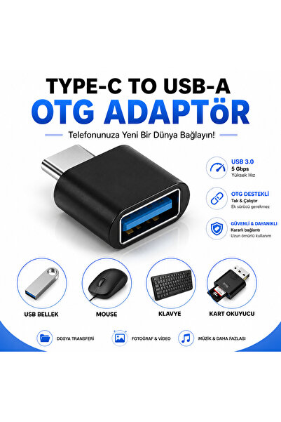 instatech USB Type-C OTG Adaptör USB 3.0 Dönüştürücü 5Gbps Hızlı Veri Transfe...