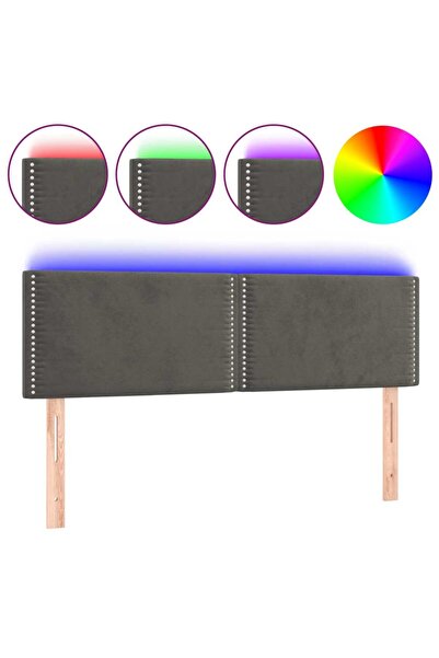 vidaxl Tăblie de pat cu LED, gri închis, 144x5x78/88 cm, catifea