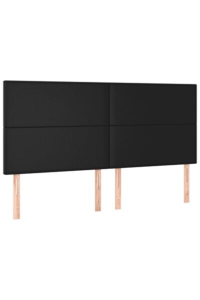 vidaxl Tăblie de pat neagră 180x5x118/128 cm piele ecologică